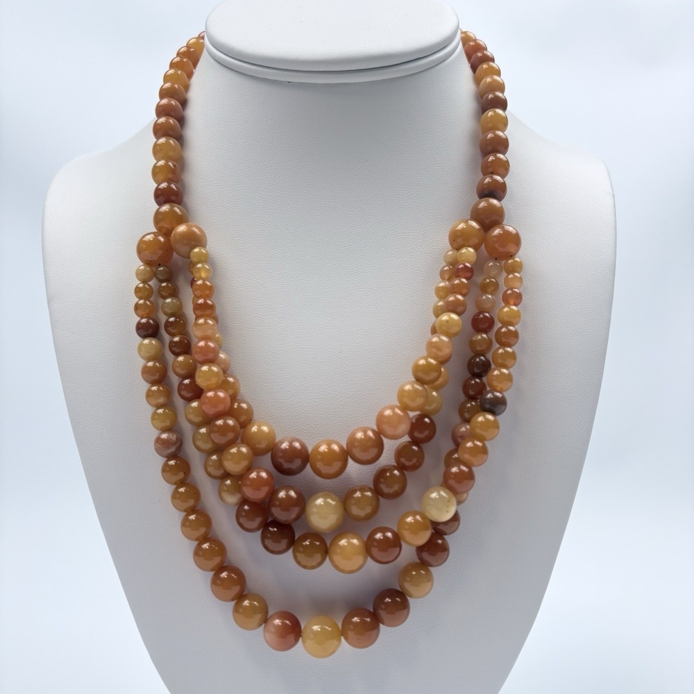 Jay King .925 Sterling Silver Apricot Carnelian Beaded Statement Necklace New